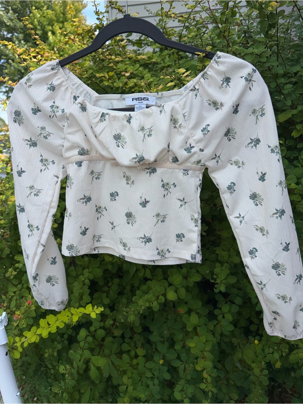 NEW Cute RSQ Cream Floral Square-Neck Long Sleeve Blouse - Size Small